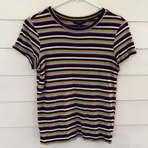 FOREVER 21 Women's Basic Striped Short Sleeve Top